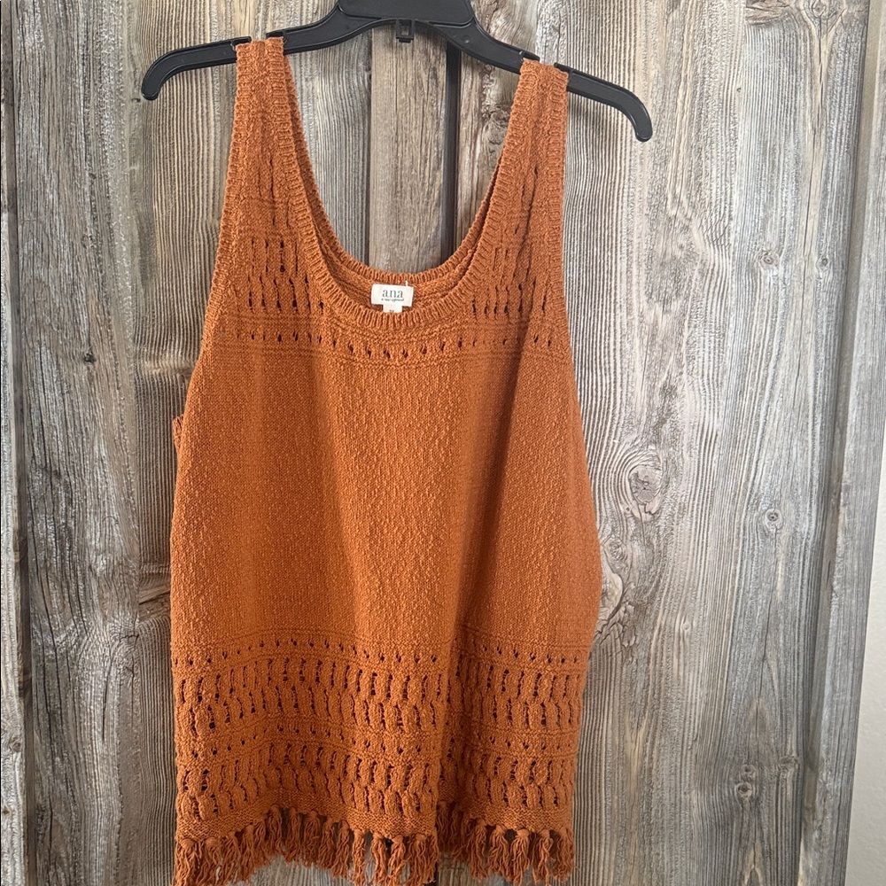a.n.a Women's Orange Knit Tank Top